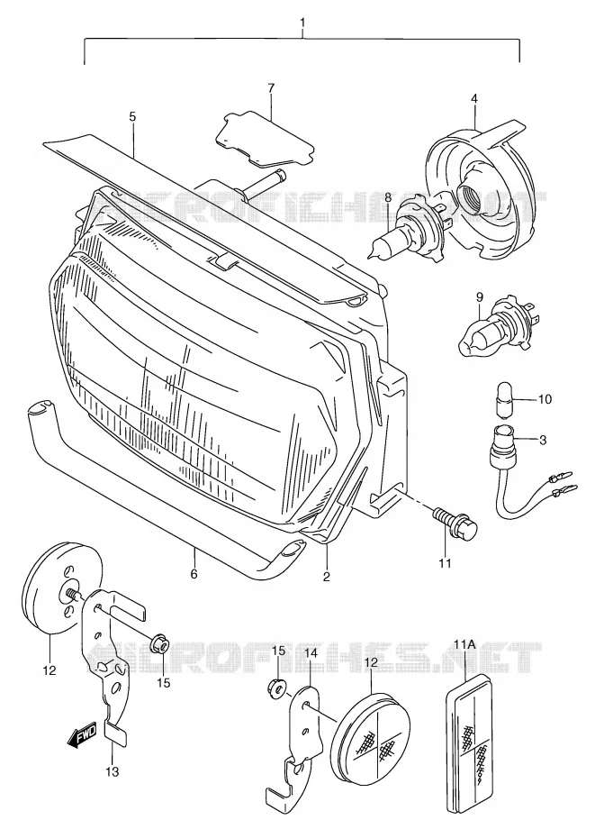 HEADLIGHT (MODEL K/L/M/N/P/R) Suzuki MOTO 750 GSX-F 1991  GSX750FM(E2)