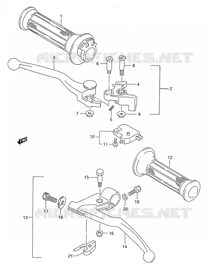 LEVERS - HANDGRIPS Suzuki MOTO 750 GSX-F 1996  GSX750FT(E28)
