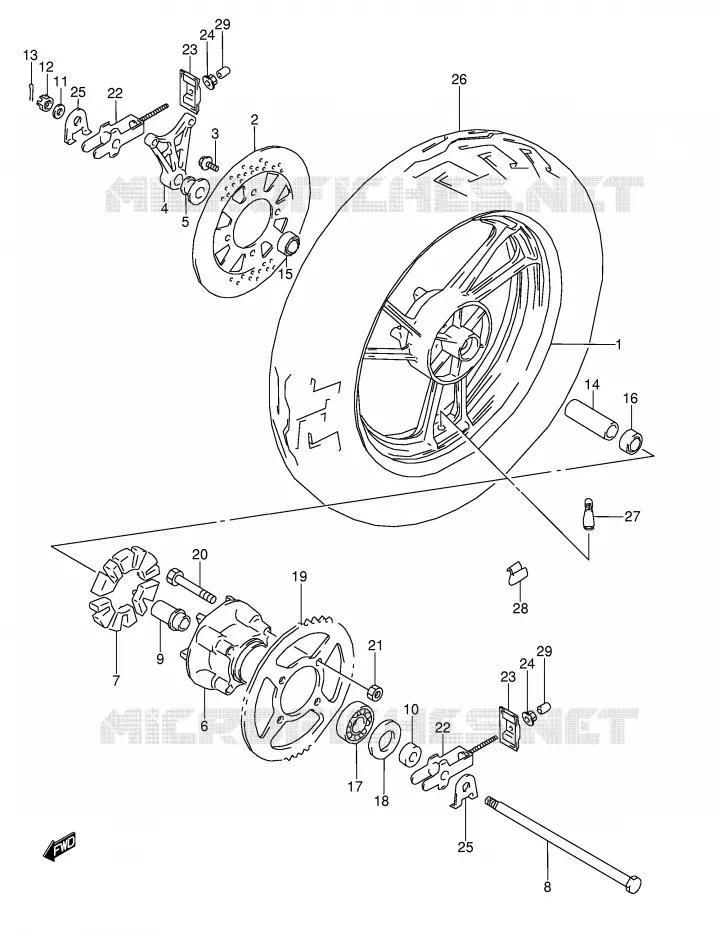 REAR WHEEL (MODEL J) Suzuki MOTO 600 GSX-F 1995  GSX600FS(E2)