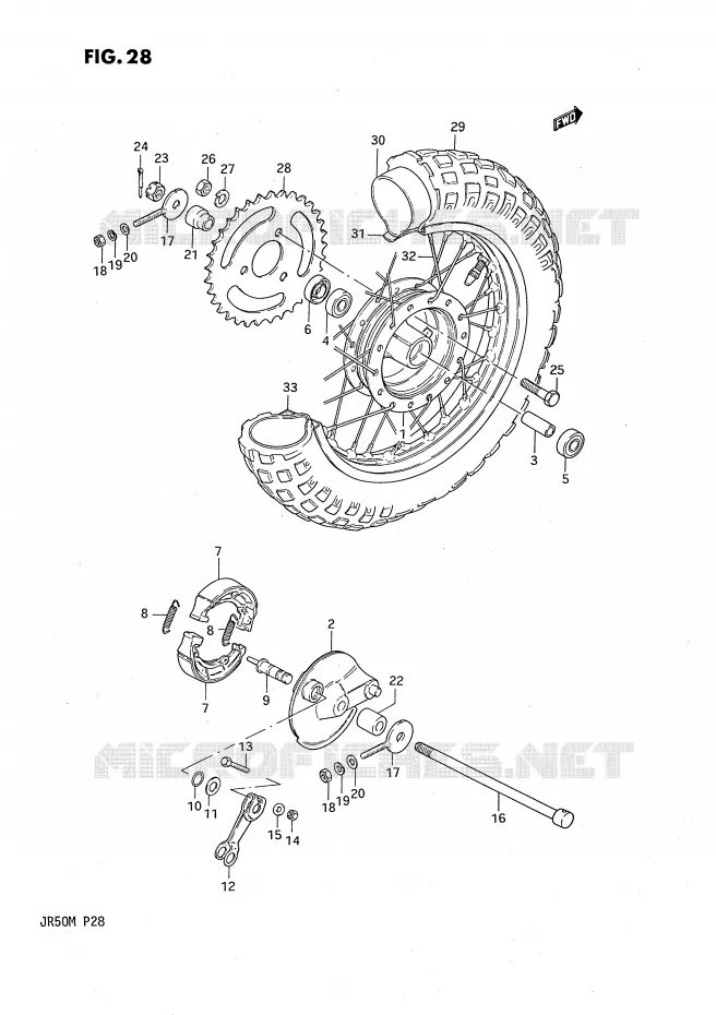 REAR WHEEL Suzuki MOTO 50 JR 1990  JR50L(P28)