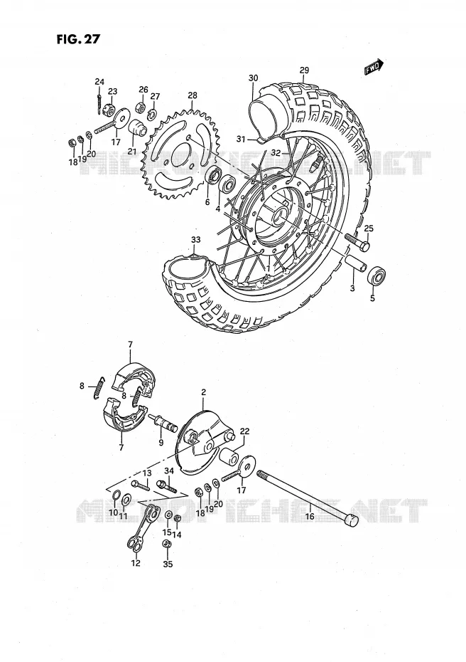 REAR WHEEL Suzuki MOTO 50 JR 1994  JR50R(P3)
