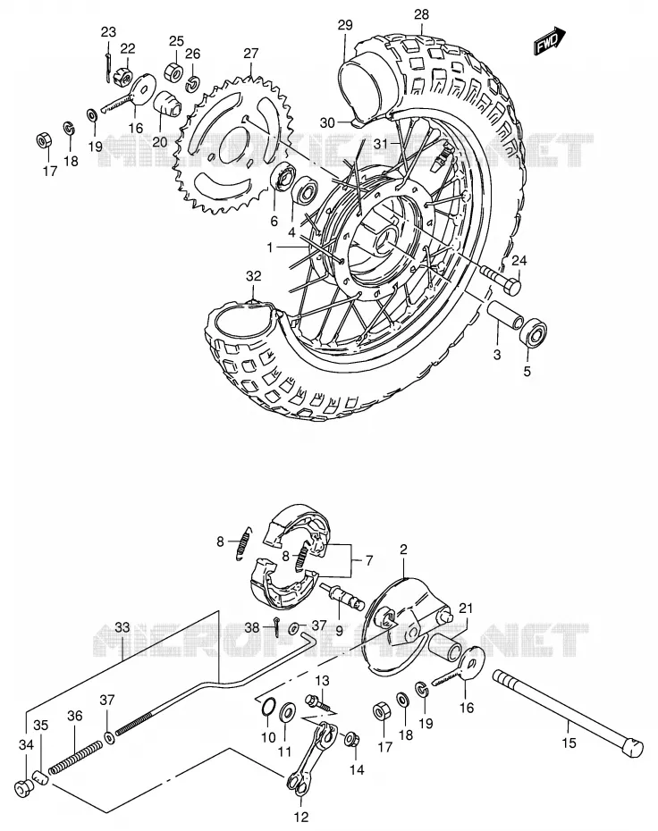 REAR WHEEL Suzuki MOTO 50 JR 1996  JR50T(P3/P28)