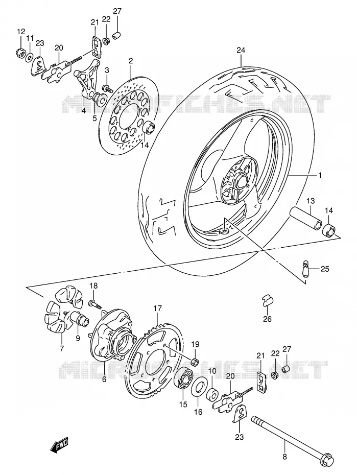 REAR WHEEL Suzuki MOTO 600 GSX-F 1997  GSX600FV(E2)