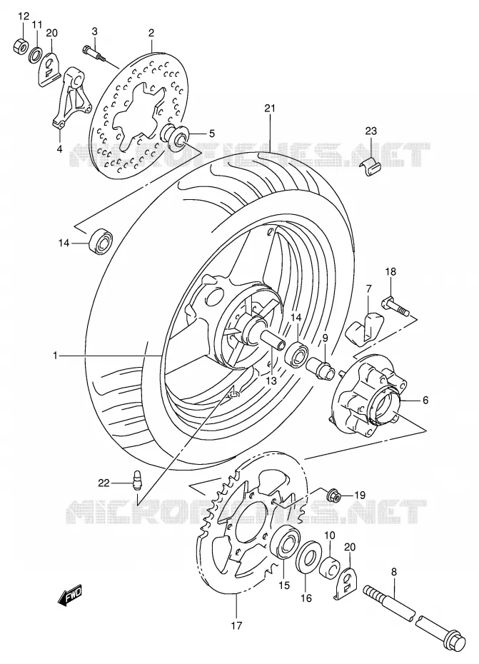 REAR WHEEL Suzuki MOTO 600 GSX-F 2000  GSX600FUY(E2)