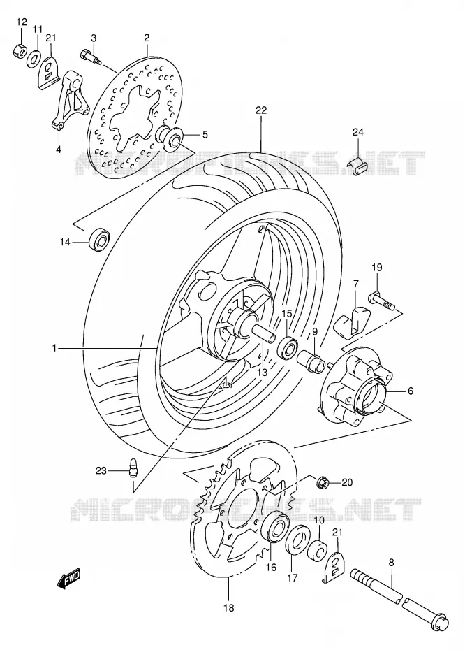 REAR WHEEL Suzuki MOTO 600 GSX-F 2005  GSX600FK5(E2)