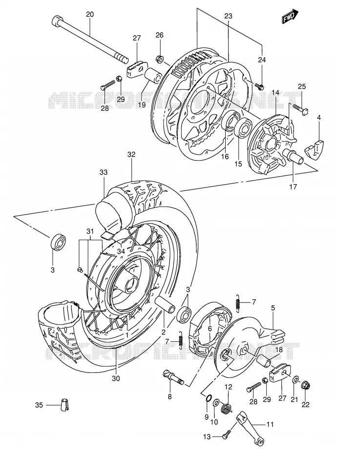 REAR WHEEL Suzuki MOTO 650 BOULEVARD 1998  LS650PW(E3/E28)