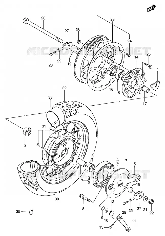 REAR WHEEL Suzuki MOTO 650 SAVAGE 1999  LS650PX(E2)