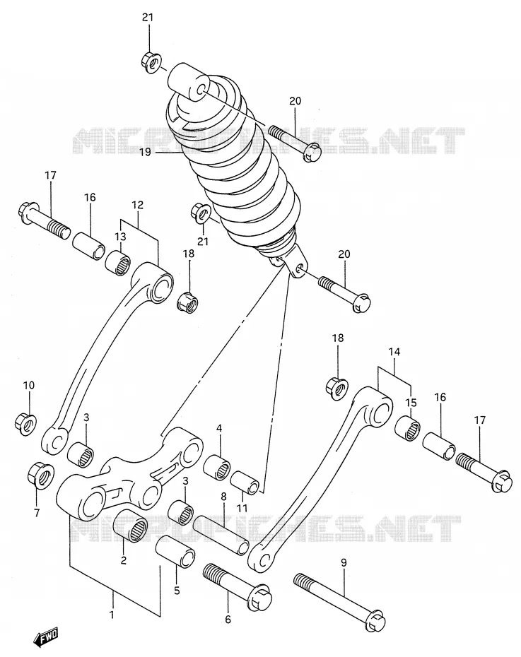SHOCK ABSORBER LINKAGE (MODEL J) Suzuki MOTO 600 GSX-F 1992  GSX600FUN(E28)