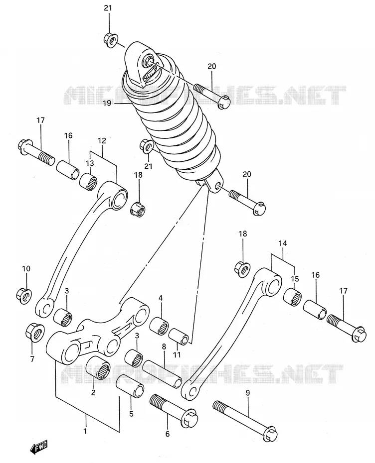 SHOCK ABSORBER LINKAGE (MODEL K/L/M/N/P/R/S/T) Suzuki MOTO 600 GSX-F 1990  GSX600FL(E28)
