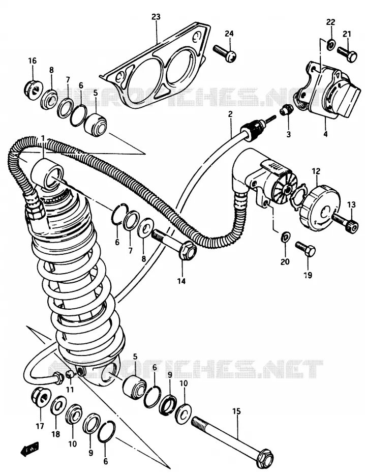 SHOCK ABSORBER (MODEL E) Suzuki MOTO 750 GSX-E 1984  GSX750EE(D/E)