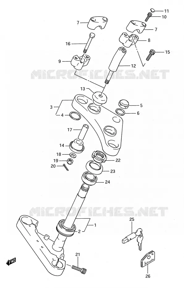 STEERING COLUMN Suzuki MOTO 650 BOULEVARD 1990  LS650PL(E28)
