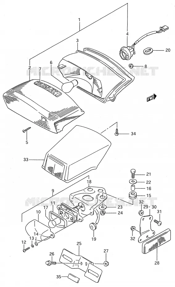 TAIL LAMP - LICENSE LAMP Suzuki MOTO 600 GSX-F 1993  GSX600FP(E28)