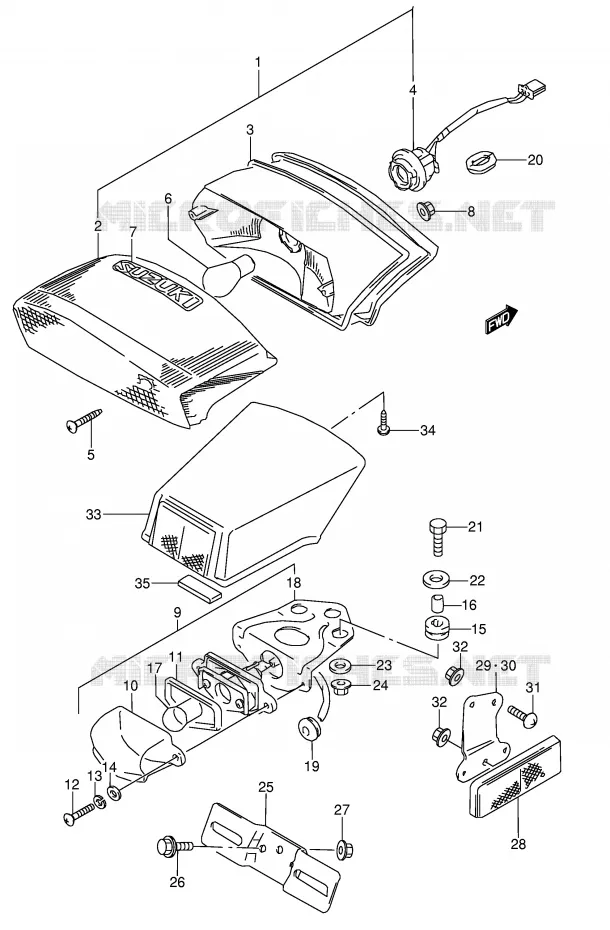 TAIL LIGHT (MODEL J/K/L/M/N) Suzuki MOTO 600 GSX-F 1990  GSX600FUL(E2)