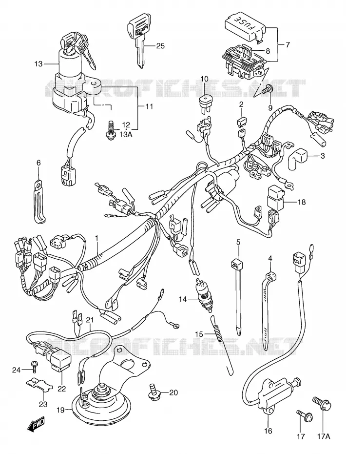 WIRING HARNESS (MODEL K/L/M/N/P/R) Suzuki MOTO 750 GSX-F 1995  GSX750FS(E2)