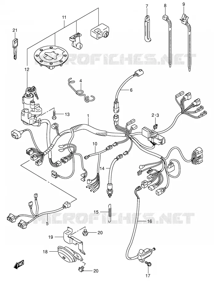 WIRING HARNESS (MODEL K3) Suzuki MOTO 600 GSX-F 2001  GSX600FUK1(E2)