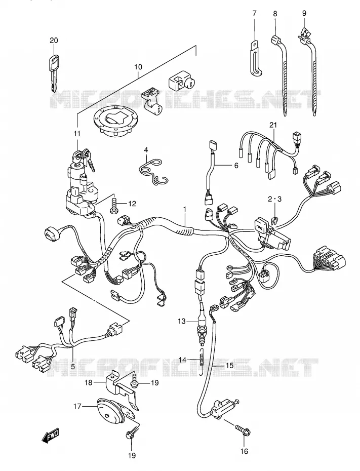 WIRING HARNESS (MODEL K3) Suzuki MOTO 750 GSX-F 1999  GSX750FX(E2)