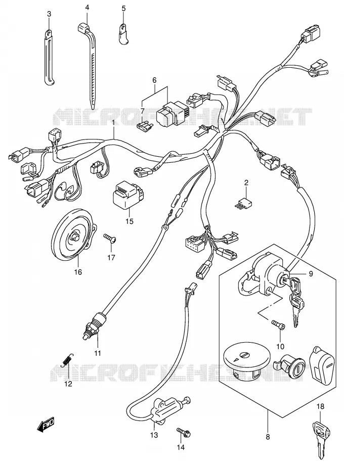 WIRING HARNESS (MODEL K4) Suzuki MOTO 650 BOULEVARD 2003  LS650PK3(E3/E28)