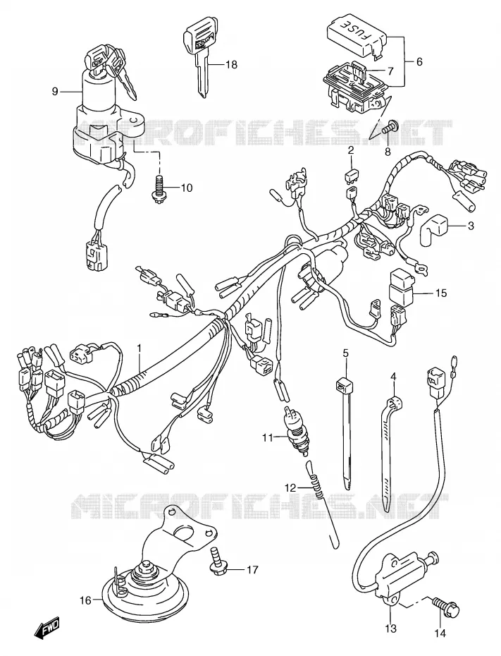 WIRING HARNESS (MODEL S/T) Suzuki MOTO 750 GSX-F 1991  GSX750FM(E2)