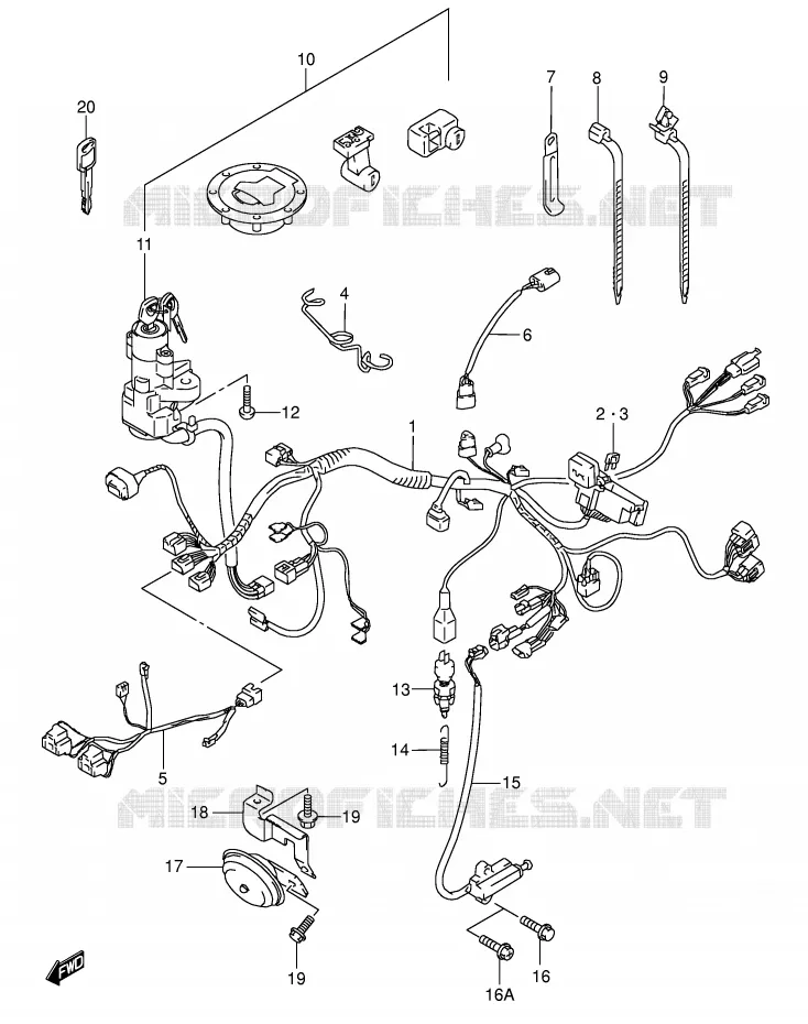 WIRING HARNESS (MODEL W/X/Y/K1/K2) Suzuki MOTO 600 GSX-F 2003  GSX600FK3(E2)