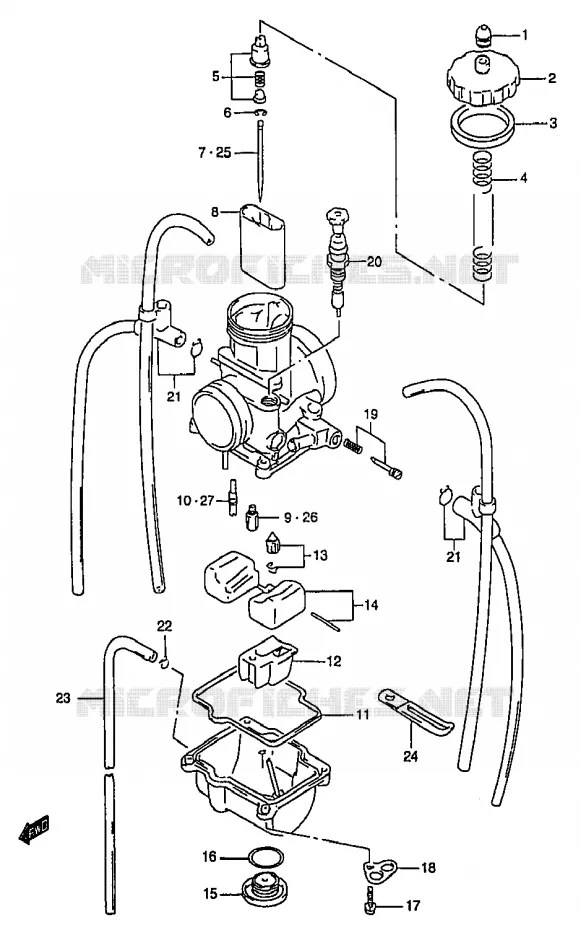 CARBURETOR (MODEL T) Suzuki MOTO 250 RM 2000  RM250Y(T/V/W/X/Y)