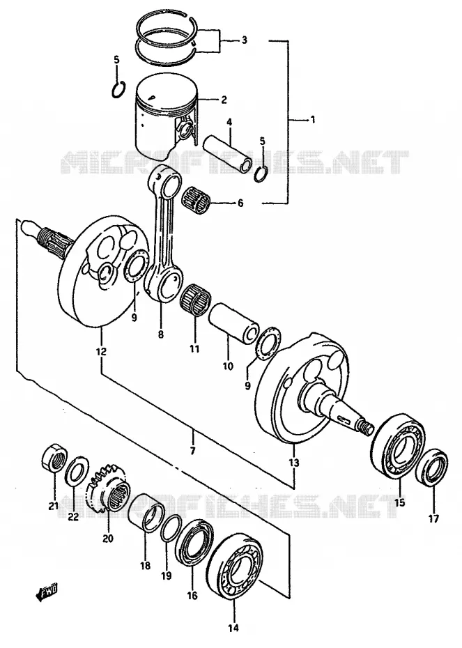 CRANKSHAFT (MODEL G) Suzuki MOTO 125 RM 1987  RM125H(G/H/J)