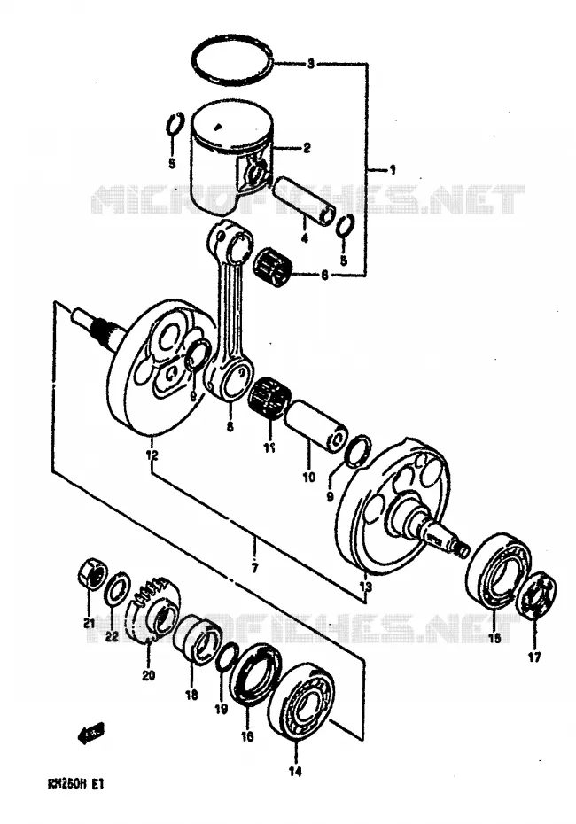 CRANKSHAFT (MODEL G) Suzuki MOTO 250 RM 1987  RM250H(G/H)