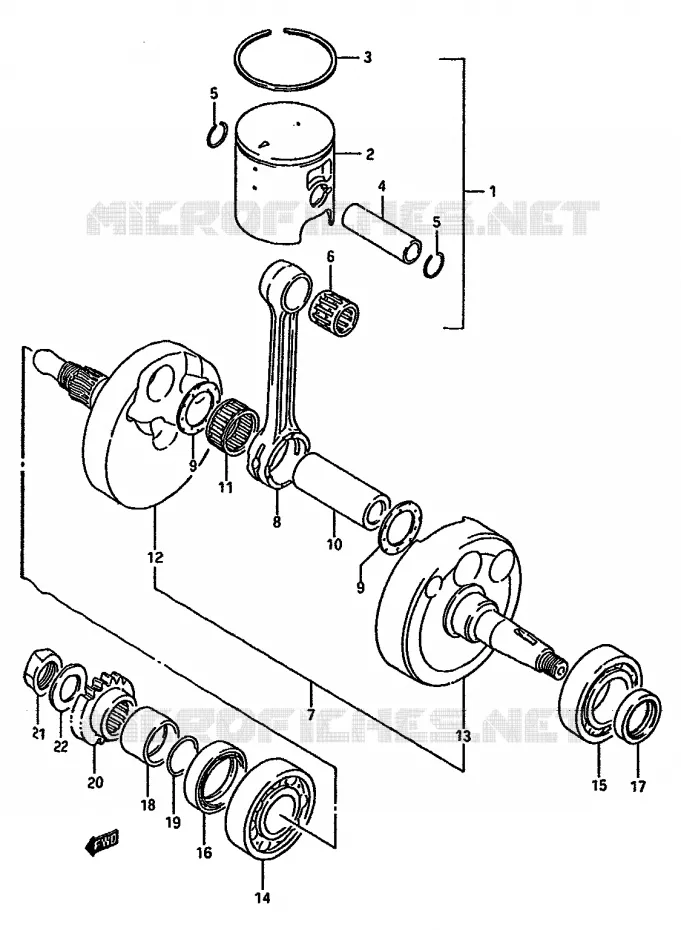 CRANKSHAFT (MODEL H) Suzuki MOTO 125 RM 1987  RM125H(G/H/J)