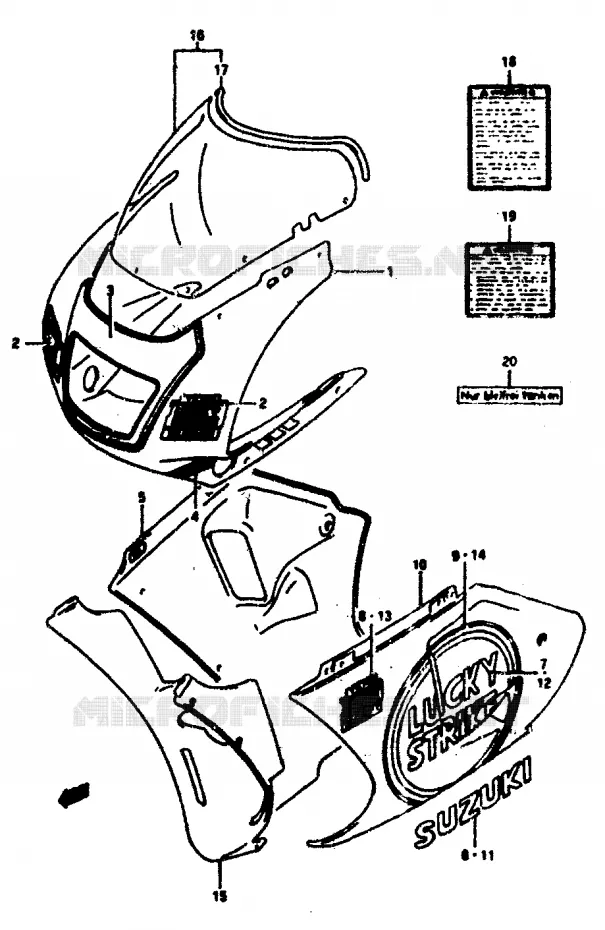 FAIRING (E2,E22) Suzuki MOTO 250 RG 1990  RGV250L