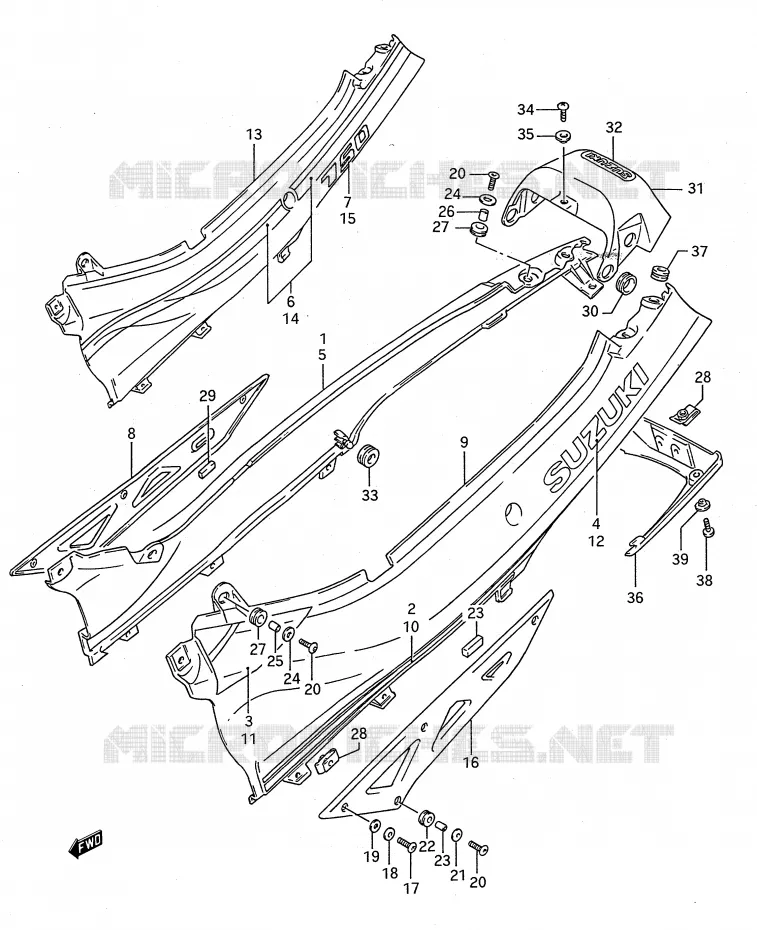 FAIRING (MODEL K/L) Suzuki MOTO 750 GSX-F 1991  GSX750FM(E28)