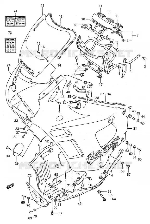 FAIRING (MODEL M) Suzuki MOTO 600 GSX-F 1988  GSX600FJ(E28)