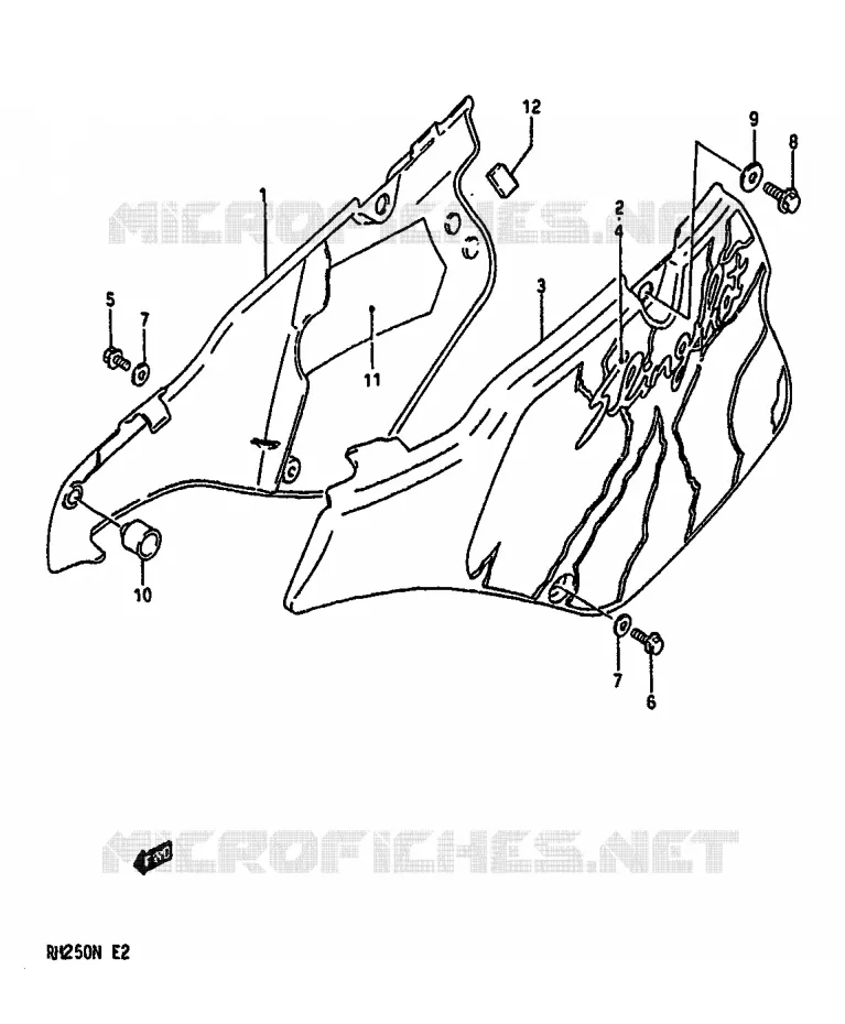 FAIRING (MODEL N) Suzuki MOTO 250 RM 1992  RM250N(K/L/M/N)