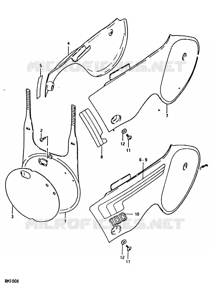 FAIRING (RM100N, RM100T) Suzuki MOTO 100 RM 1992  RM100N(N/T/X)