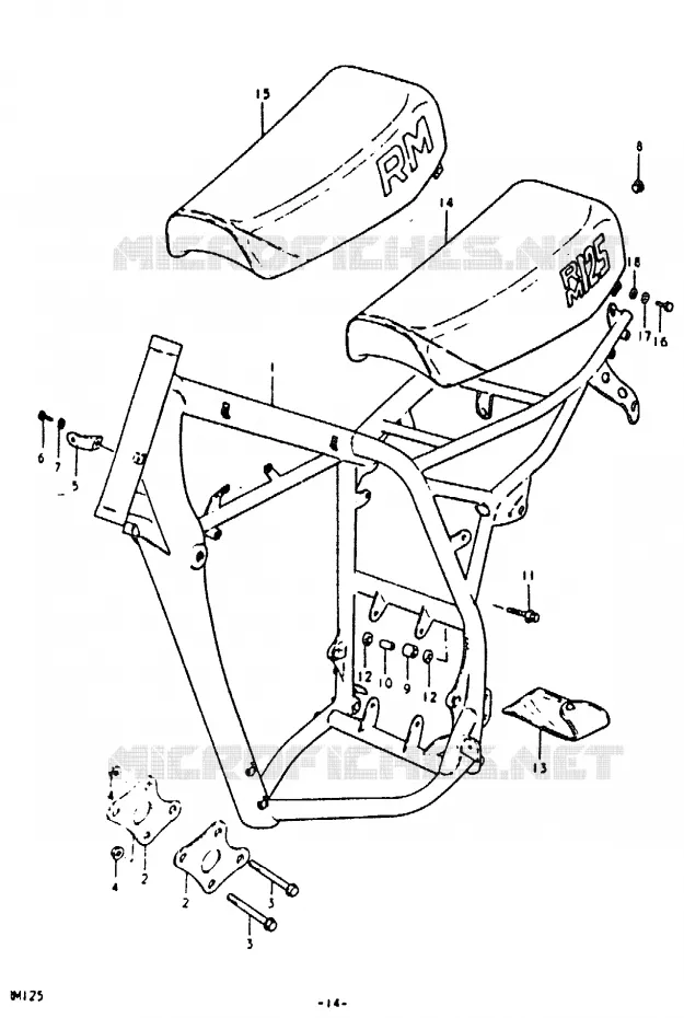 FRAME - SEAT Suzuki MOTO 125 RM 1979  RM125N