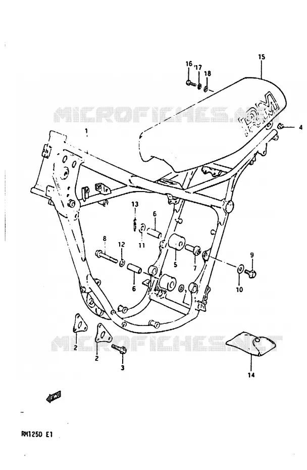 FRAME - SEAT Suzuki MOTO 125 RM 1983  RM125D