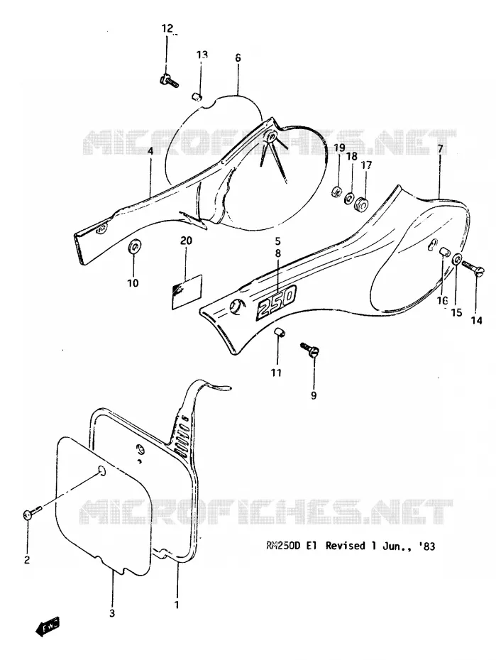 FRAME COVER MODEL D Suzuki MOTO 250 RM 1982  RM250Z(Z/D)