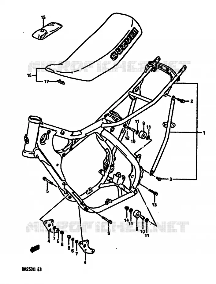 FRAME-SEAT (MODEL H) Suzuki MOTO 250 RM 1986  RM250G(G/H)