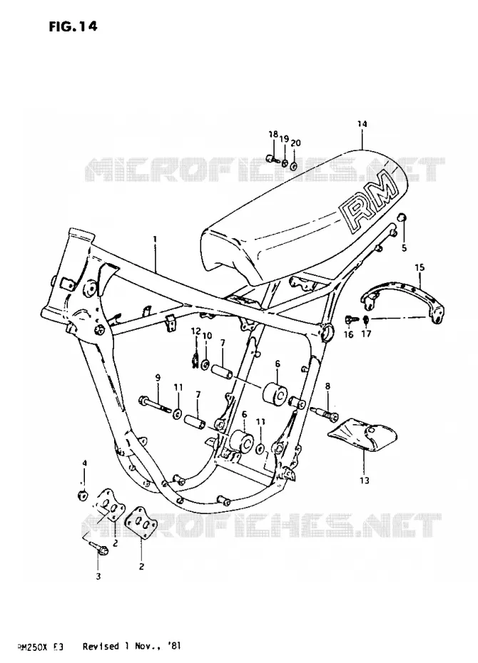 FRAME -SEAT Suzuki MOTO 250 RM 1981  RM250X