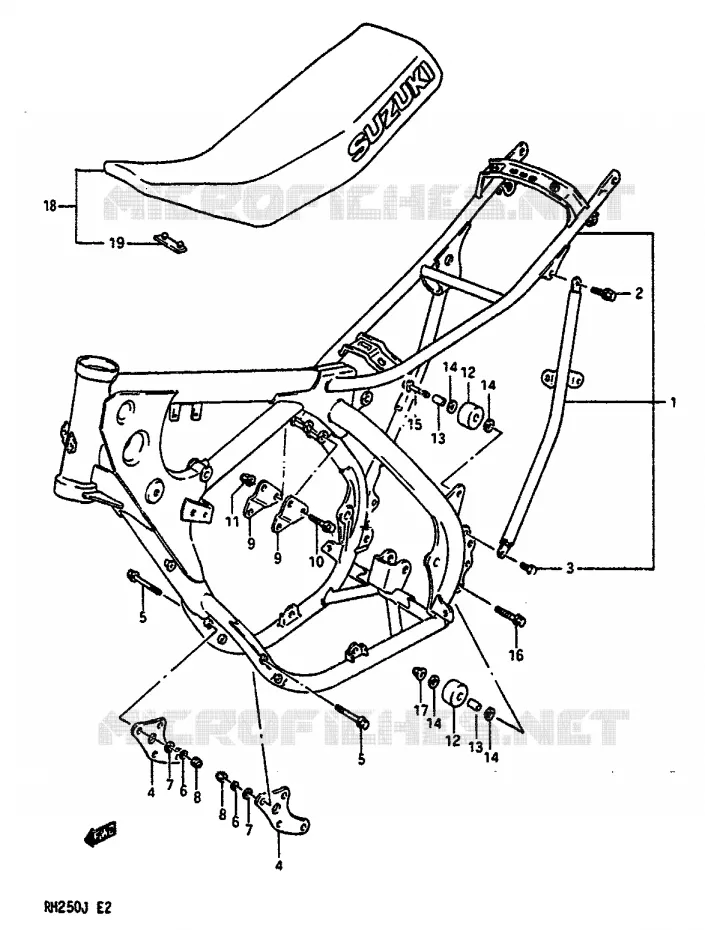 FRAME-SEAT Suzuki MOTO 250 RM 1988  RM250J