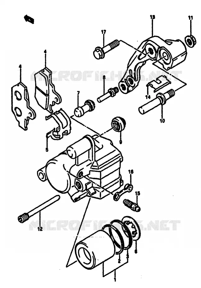 FRONT CALIPER (MODEL F) Suzuki MOTO 125 RM 1984  RM125E(E/F)