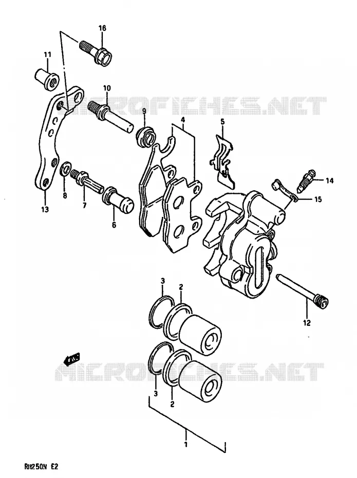 FRONT CALIPER (MODEL K/L) Suzuki MOTO 250 RM 1990  RM250L(K/L/M/N)