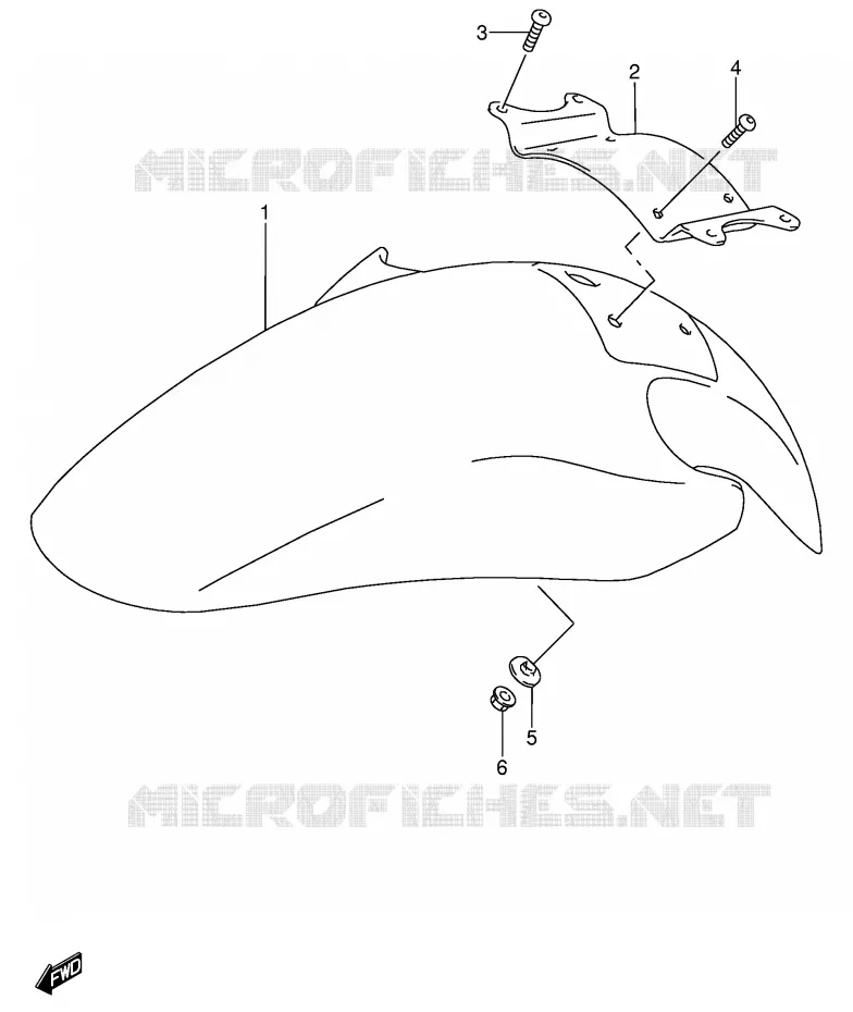 FRONT FENDER (MODEL S/T/V) Suzuki MOTO 600 RF 1996  RF600RUT(E2)