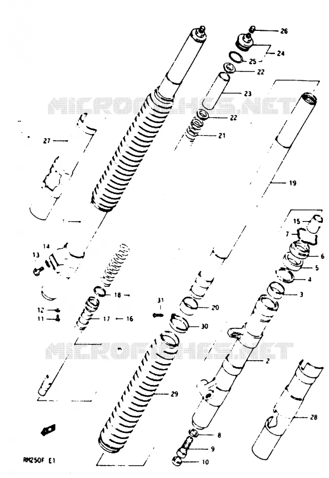 FRONT FORK (MODEL F) Suzuki MOTO 250 RM 1985  RM250F(E/F)
