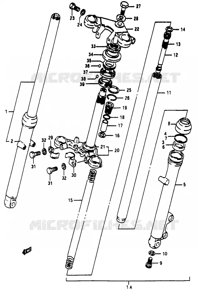 FRONT FORK (MODEL K) Suzuki MOTO 50 RG 1988  RG50J(D/E/F/1/G/J/K)