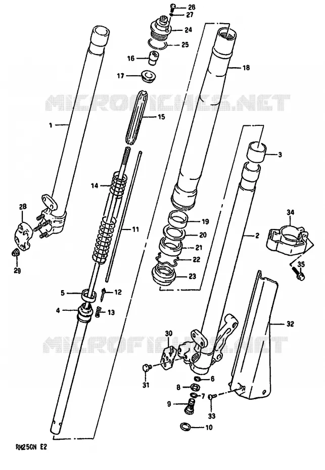FRONT FORK (MODEL N) Suzuki MOTO 250 RM 1990  RM250L(K/L/M/N)