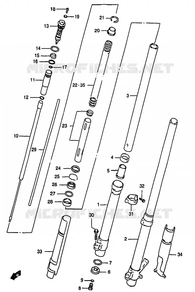 FRONT FORK (MODEL V) Suzuki MOTO 250 RM 1998  RM250W(T/V/W/X/Y)