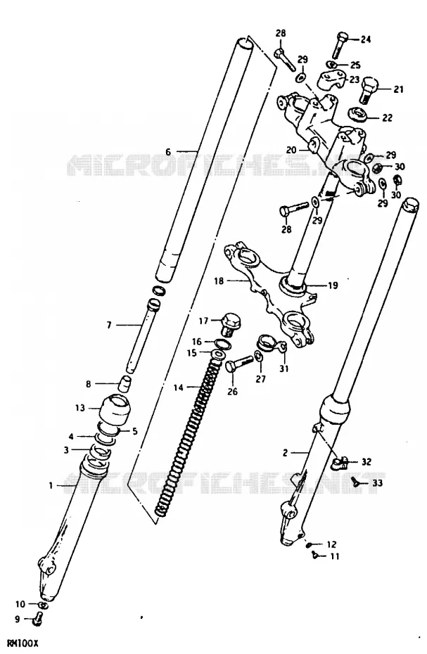 FRONT FORK (RM100N) Suzuki MOTO 100 RM 1996  RM100T(N/T/X)
