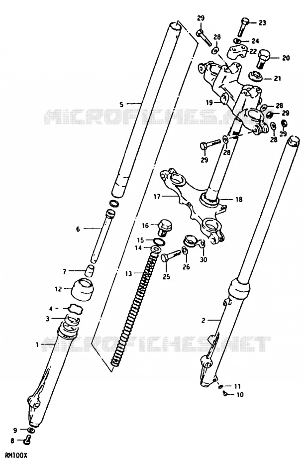 FRONT FORK (RM100T, RM100X) Suzuki MOTO 100 RM 1992  RM100N(N/T/X)