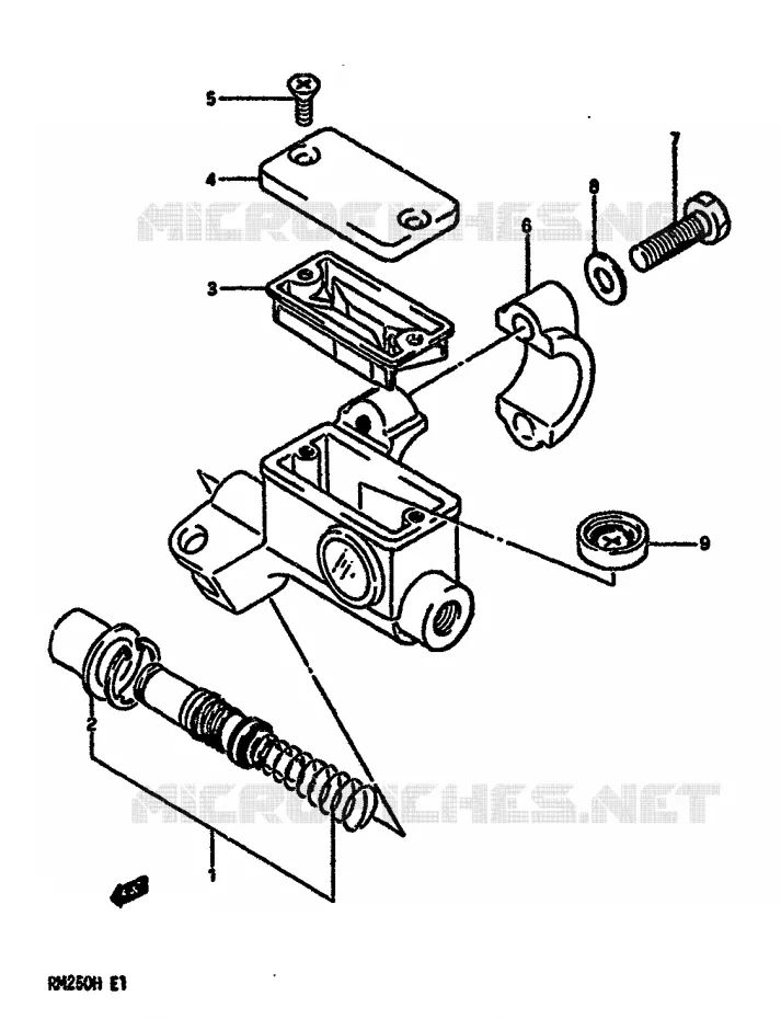 FRONT MASTER CYLINDER (MODEL H) Suzuki MOTO 250 RM 1987  RM250H(G/H)