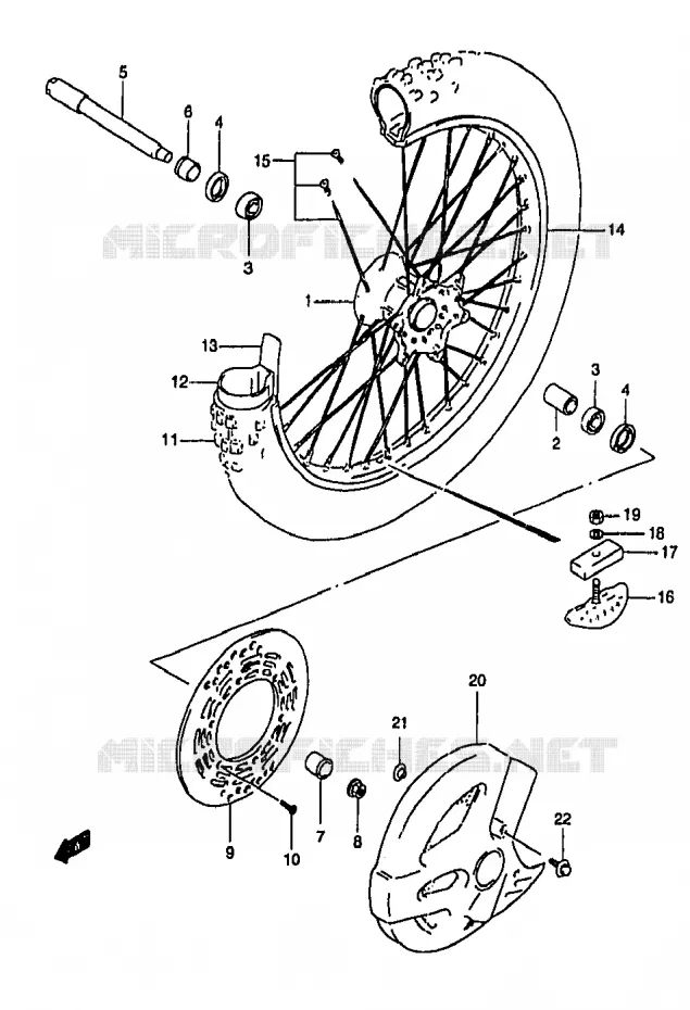 FRONT WHEEL (MODEL T) Suzuki MOTO 250 RM 2000  RM250Y(T/V/W/X/Y)
