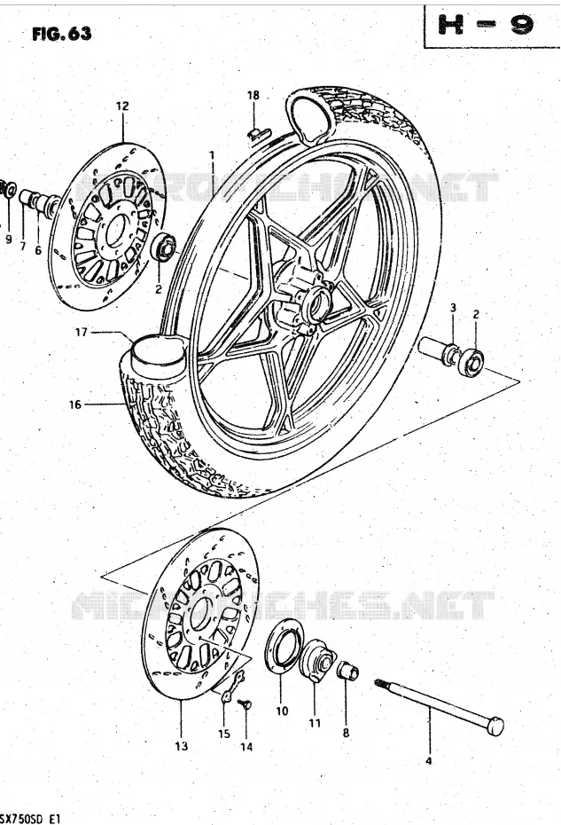 FRONT WHEEL (MODEL Z) Suzuki MOTO 750 GSX-S 1982  GSX750SZ(E1)